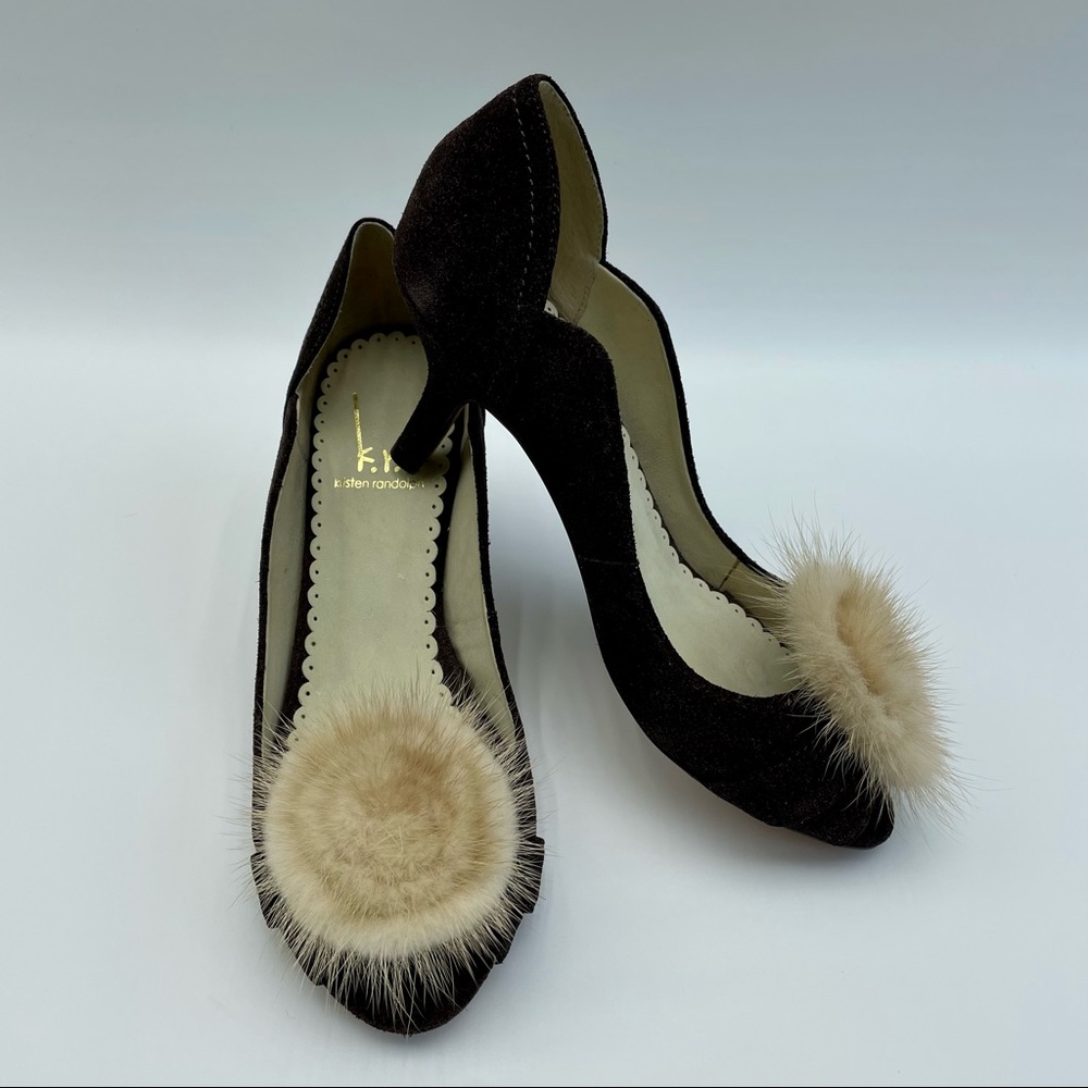 Kristen Randolph Chocolate Suede Leather Heels Size  7 - Picture 5 of 15